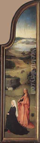 St Peter with the Donor (right wing) c. 1510 Oil Painting - Hieronymous Bosch