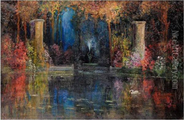The Enchanted Garden Oil Painting - Thomas E. Mostyn