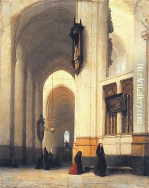 Groote Kerk Te's Hertogenbosch Oil Painting - Johannes Bosboom