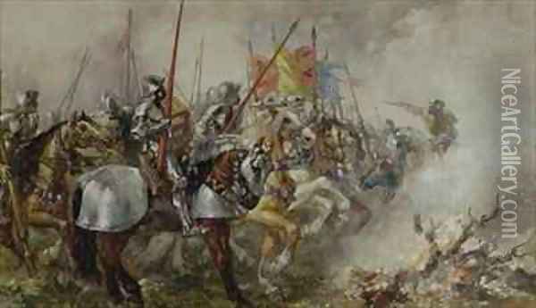 King Henry V at the Battle of Agincourt Oil Painting - Sir John Gilbert