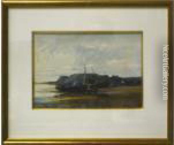 Barques A Maree Basse Oil Painting - Jules Achille-Noel
