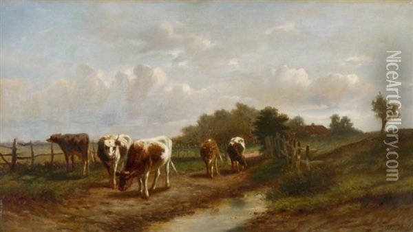 Weite Landschaft Mit Weidendem Vieh Oil Painting - William Frederick Hulk