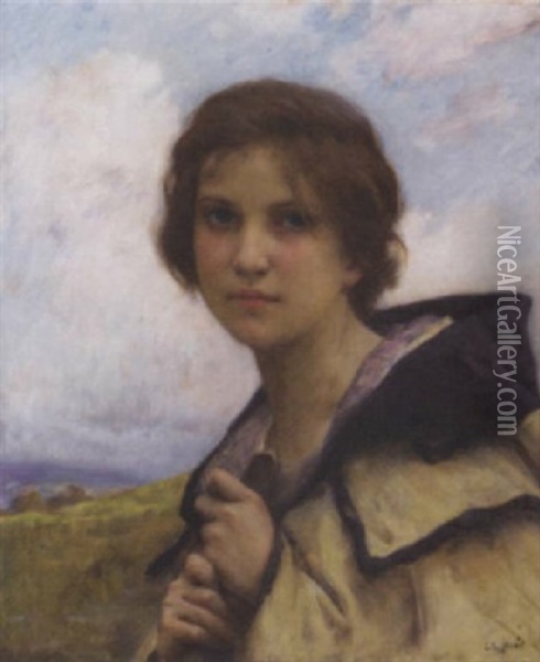 Jeune Fille A La Rose Oil Painting - Charles Amable Lenoir