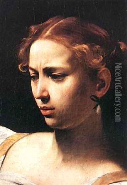 Caravaggio Judith Beheading Holofernes detail1 Oil Painting - Michelangelo Merisi Da Caravaggio