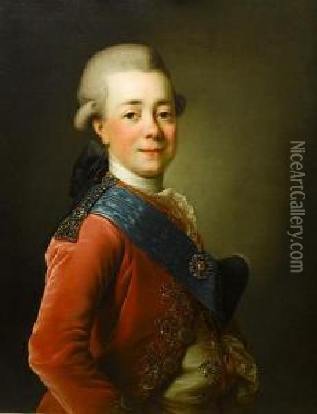 Portrait, Bust Length Of Grand Duke Paul Ofrussia Oil Painting - Alexander Roslin