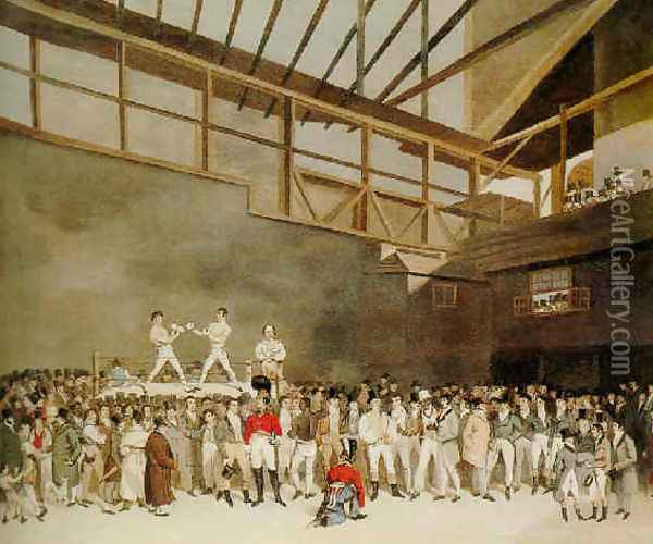 A benefit with Randall and Turner sparring, The Fives Court, London Oil Painting - T. Blake