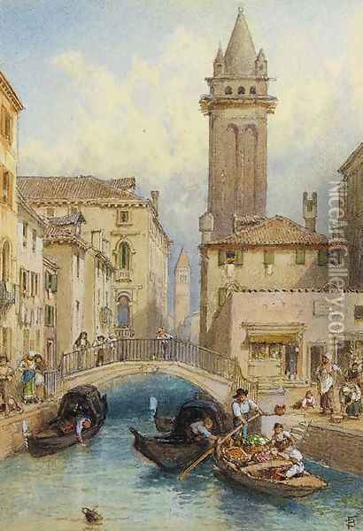 View from Ponte dei Pugni, Venice Oil Painting - Myles Birket Foster