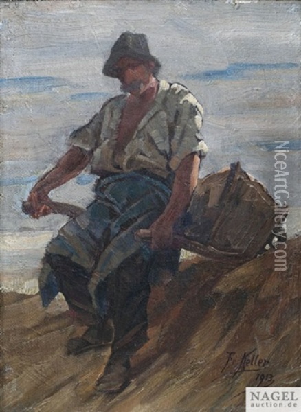 Steinbrecher Mit Schubkarre Oil Painting - Friedrich von Keller