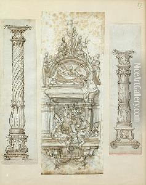 Design For A Funerary Wall-monument Oil Painting - Paolo Girolamo Piola