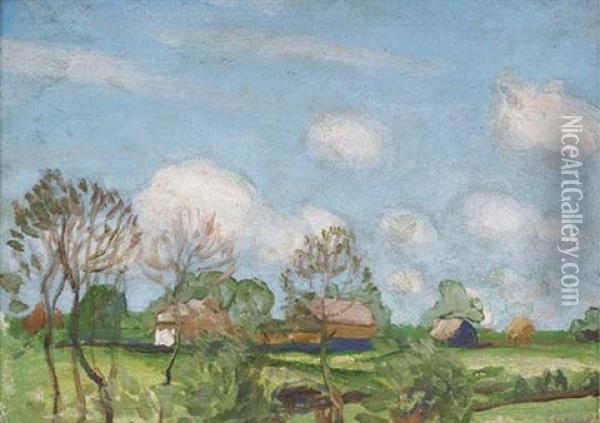 Duton Hill Oil Painting - Sir George Clausen