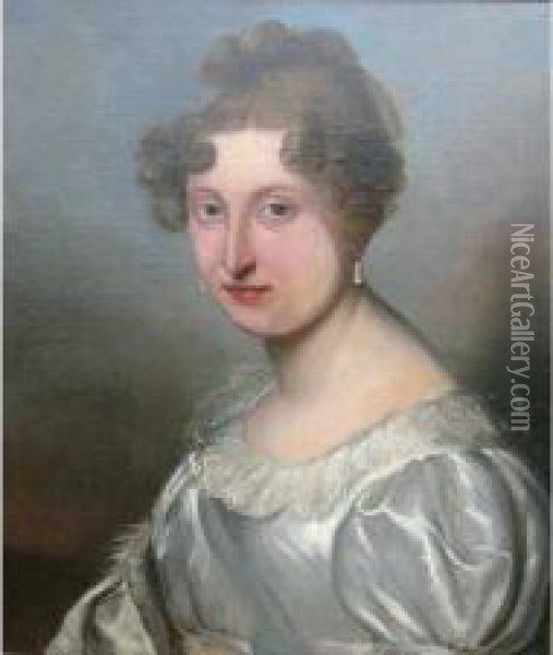 Portrait De Mme Bunier Oil Painting - Jules Vernet