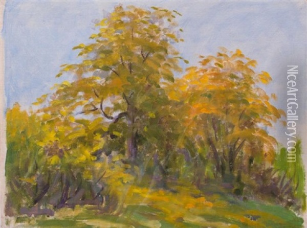 Autumn Trees Oil Painting - Bolton Brown