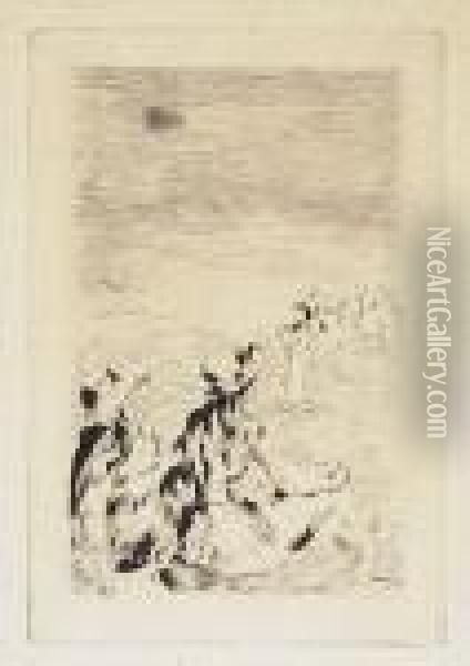 Sur La Plage A Berneval Oil Painting - Pierre Auguste Renoir