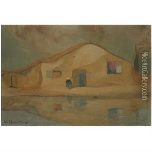House Along The Shore Oil Painting - Mihalis Economou