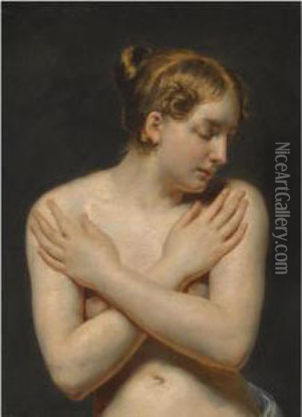 Study Of A Young Woman With Her Arms Folded Oil Painting - Baron Pierre-Narcisse Guerin