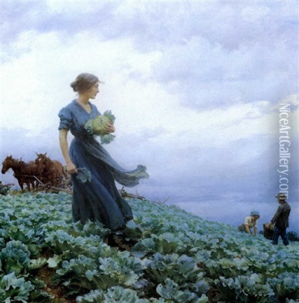 The Cabbage Field Oil Painting - Charles Courtney Curran