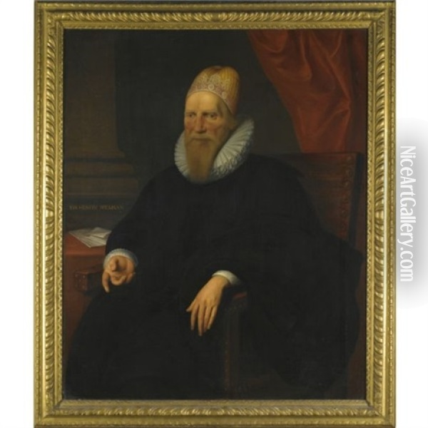 Portrait Of Sir Henry Spelman (1564-1641) Oil Painting - Cornelis Jonson Van Ceulen