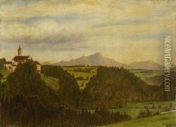 Das Mangfalltal Mit Kloster
 Weyarn Oil Painting - Karl Haider
