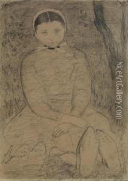Etude De Jeune Femme Assise : Rosella Oil Painting - Jean Launois
