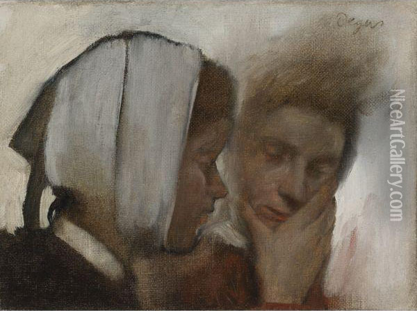 Blanchisseuses Souffrant Des Dents Oil Painting - Edgar Degas