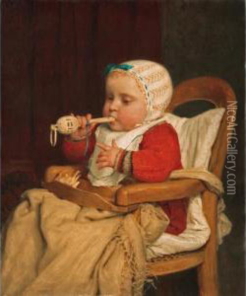 The Little Musician Oil Painting - Albert Anker