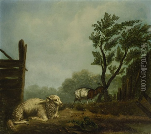 Schaf Und Ziege Oil Painting - Franz van Severdonck
