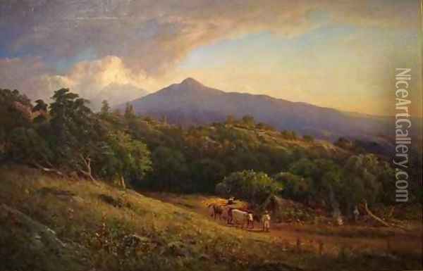A Broadside of Mount Tamalpais Oil Painting - William Keith