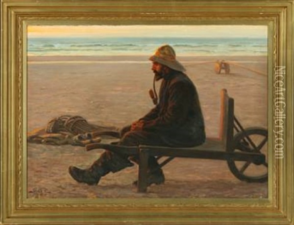 Fisherman At The Beach Oil Painting - Gustav Adolf Clemens