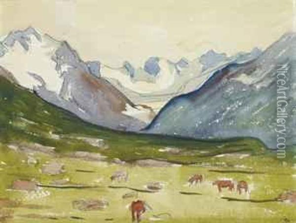 Weide Bei Maloja Im Herbst Oil Painting - Giovanni Giacometti