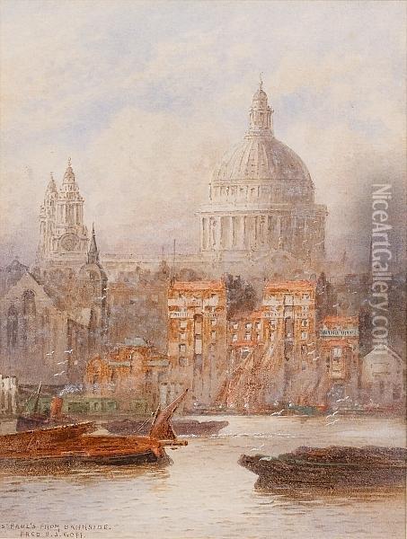 St. Pauls From Bankside Oil Painting - Frederick E.J. Goff