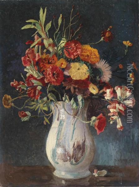 Bunchof Flowers Oil Painting - Max Kahrer