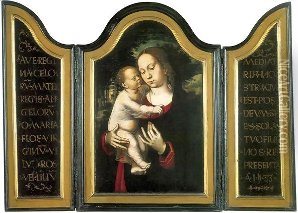Triptych of Madonna with Child Oil Painting - Ambrosius Benson