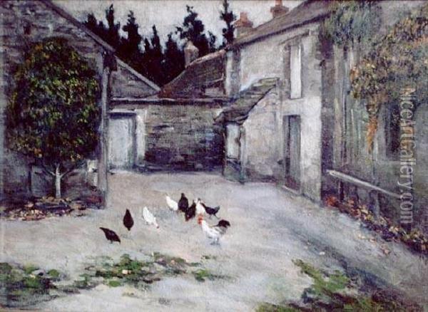 Kury Na Podworku (1912) Oil Painting - Leon Hirszenberg
