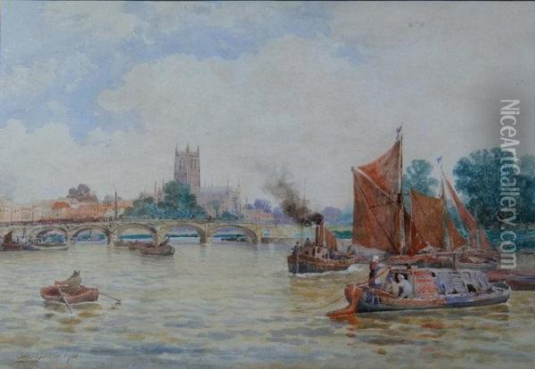 Worcester Cathedral Oil Painting - Gordon Arthur Meadows