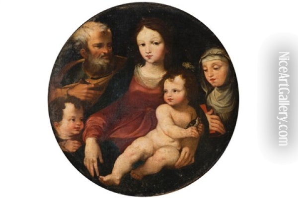 La Sainte Famille Avec Le Jeune Saint Jean Baptiste Et Sainte Catherine De Sienne Oil Painting - Alessandro Casolani