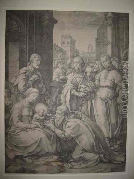 The Adoration Of The Magi Oil Painting - Hendrick Goltzius
