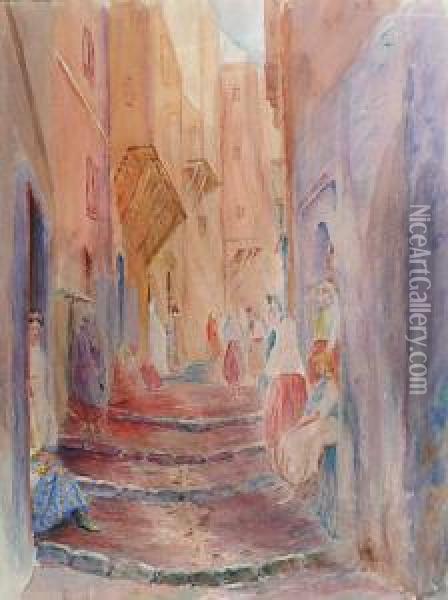 Rue De Lacasbah A Alger Oil Painting - Alphonse Birck