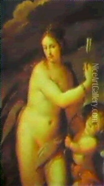 Venus And Cupid Oil Painting - Carlo Francesco Nuvolone