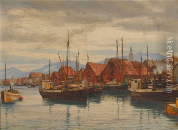 Norwegischer Hafen (tromso) Oil Painting - Georg Macco