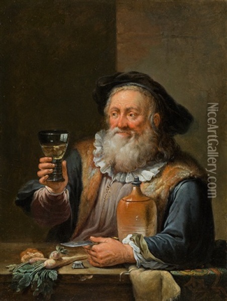 Wine Drinker Oil Painting - Jacob Van Toorenvliet