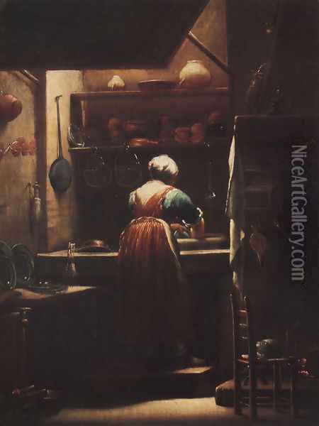 Scullery Maid Oil Painting - Giuseppe Maria Crespi