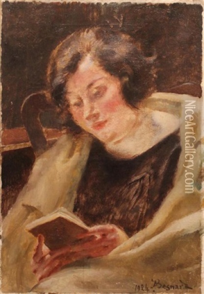 Femme Lisant - A Reader Daytime Oil Painting - Albert Besnard