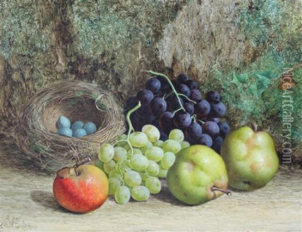 Still Life Of Fruit And A Birds Nest Oil Painting - William Hughes