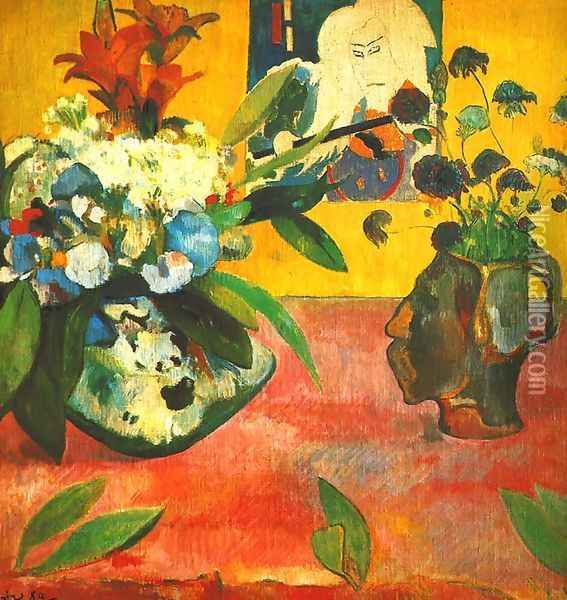 Still Life With Japanese Print Oil Painting - Paul Gauguin