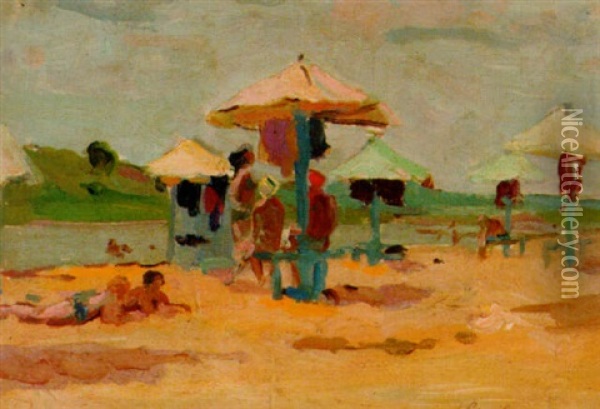 On The Beach Oil Painting - Giuseppe Pennasilico