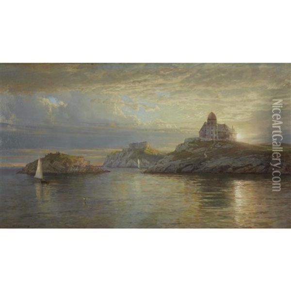 Harbor Entrance On Bull Point, Conanicut Island, Rhode Island Oil Painting - William Trost Richards