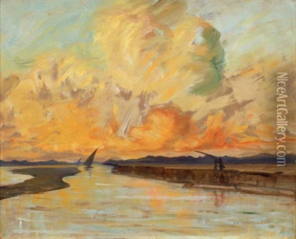 Rayons Du Soir Sur Le Nil Oil Painting - Charles Cottet