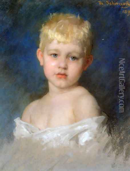 Portrait of a Young Boy Oil Painting - Therese Schwartze