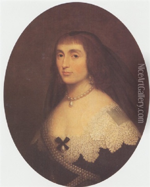 Portrait Of Elizabeth Of Bohemia, The Winter Queen, Wearing A Dark Dress, And Lawn Collar Oil Painting - Gerrit Van Honthorst