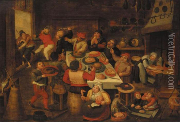The Fat Kitchen Oil Painting - Marten Van Cleve